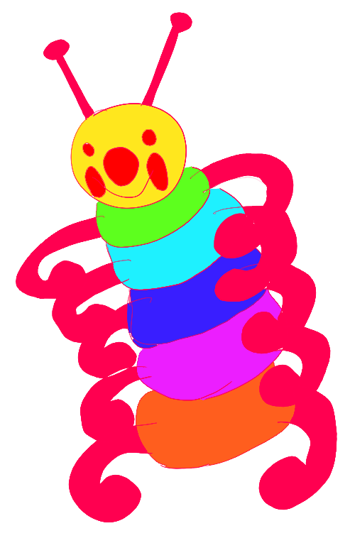 colorful drawing of a round caterpillar